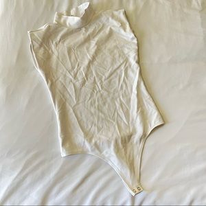 White Express padded shoulder bodysuit